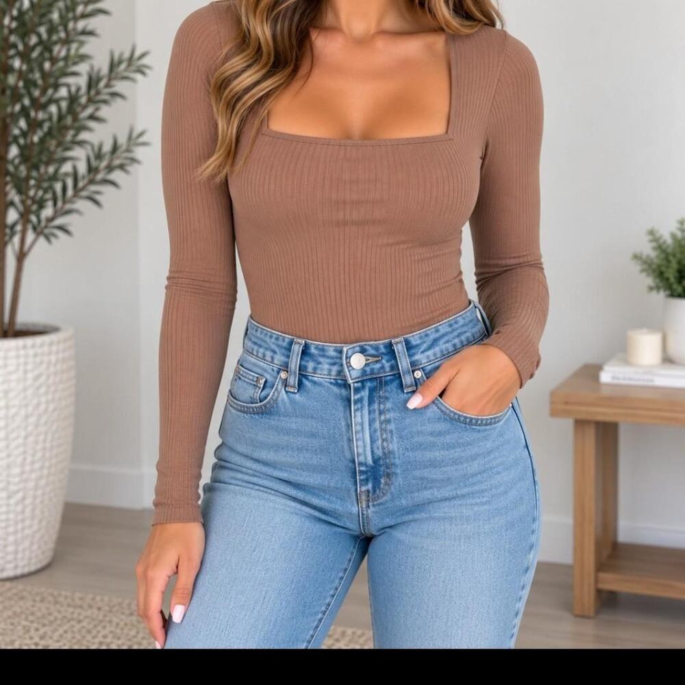 Old navy brown ribbed bodysuit